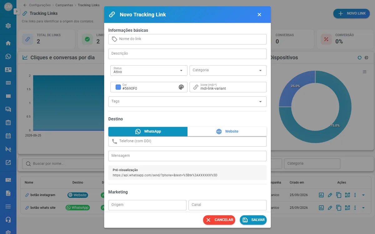 Janela Novo Tracking Link