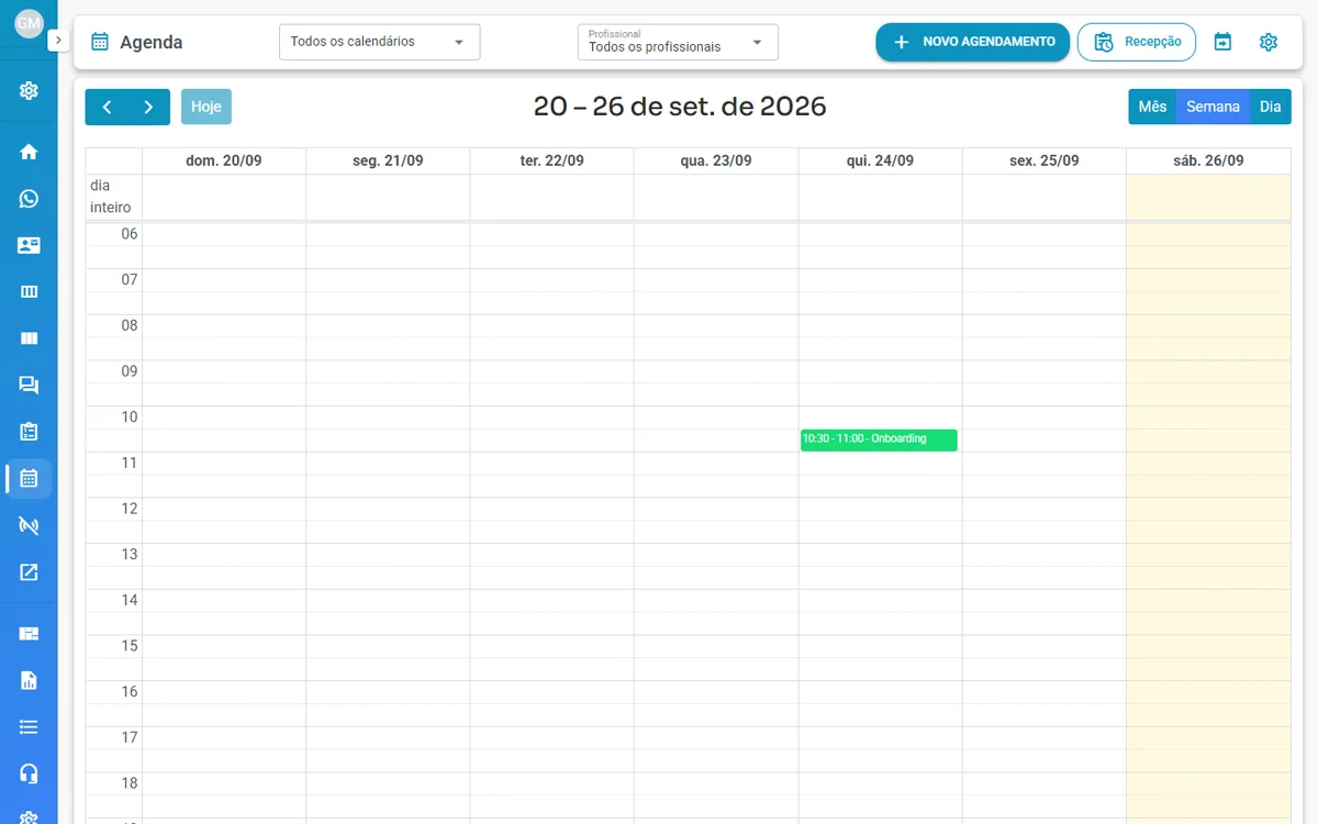 Tela da Agenda, em visão semanal